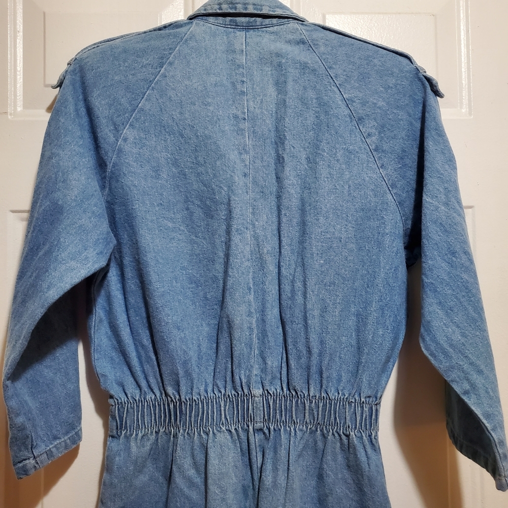 IDEAS Vintage Snap Front Denim Midi Dress Size M - Picture 8 of 11